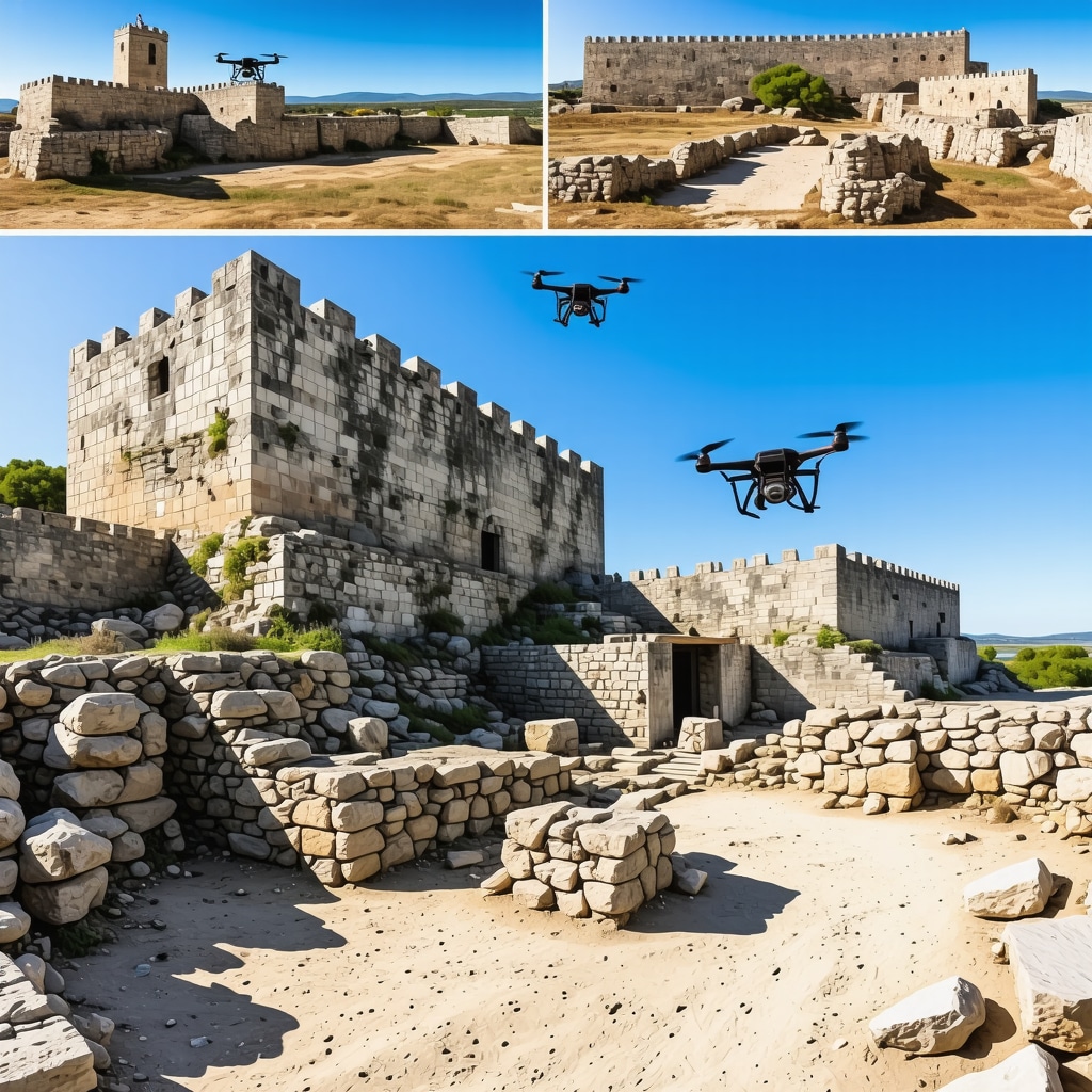 Arkeologlar ve drone ile Rodos adasında 3D lazer tarama yapılan antik kale kalıntıları