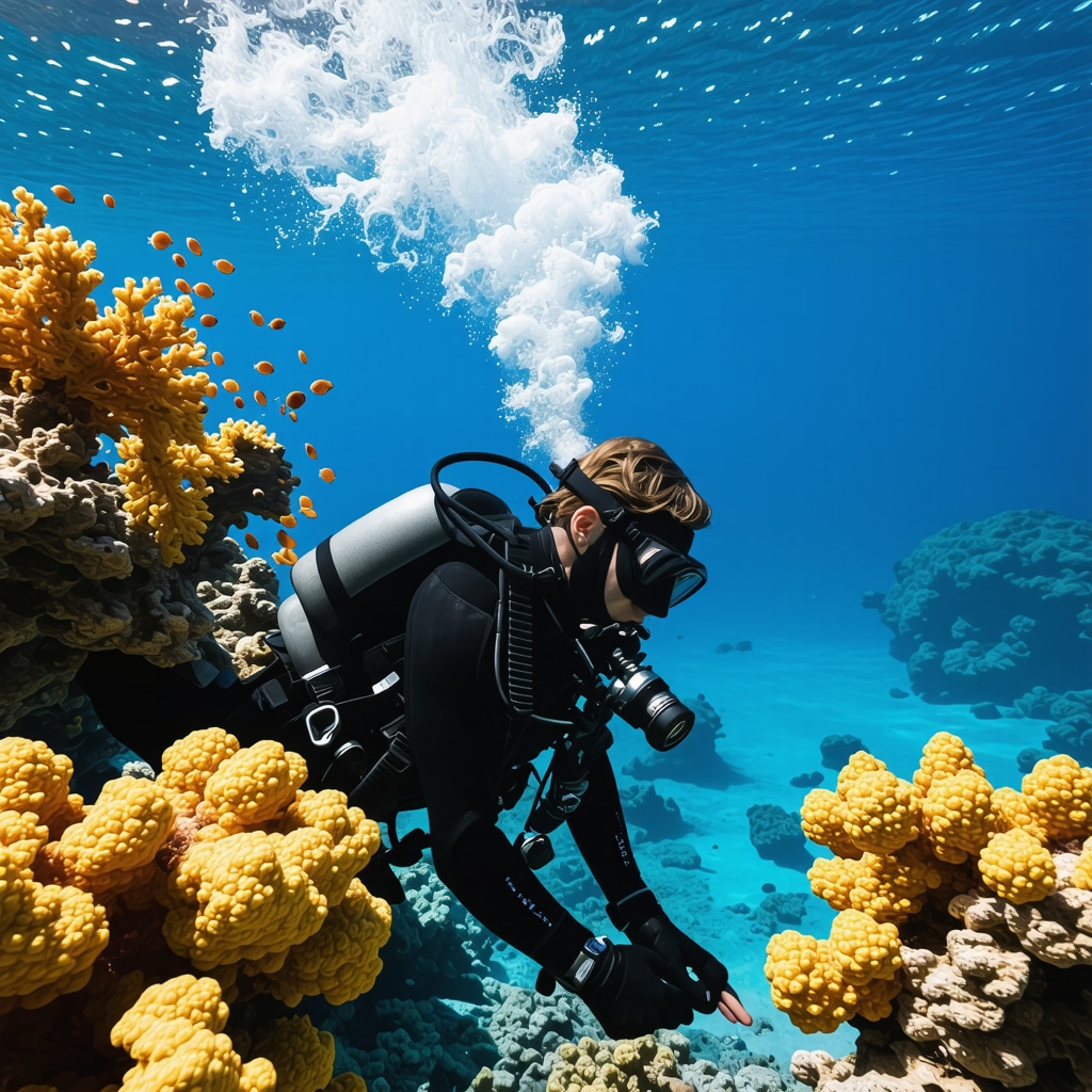 Expert diver exploring vibrant coral reefs in clear Adriatic waters near Biograd na Moru with advanced nitrox equipment