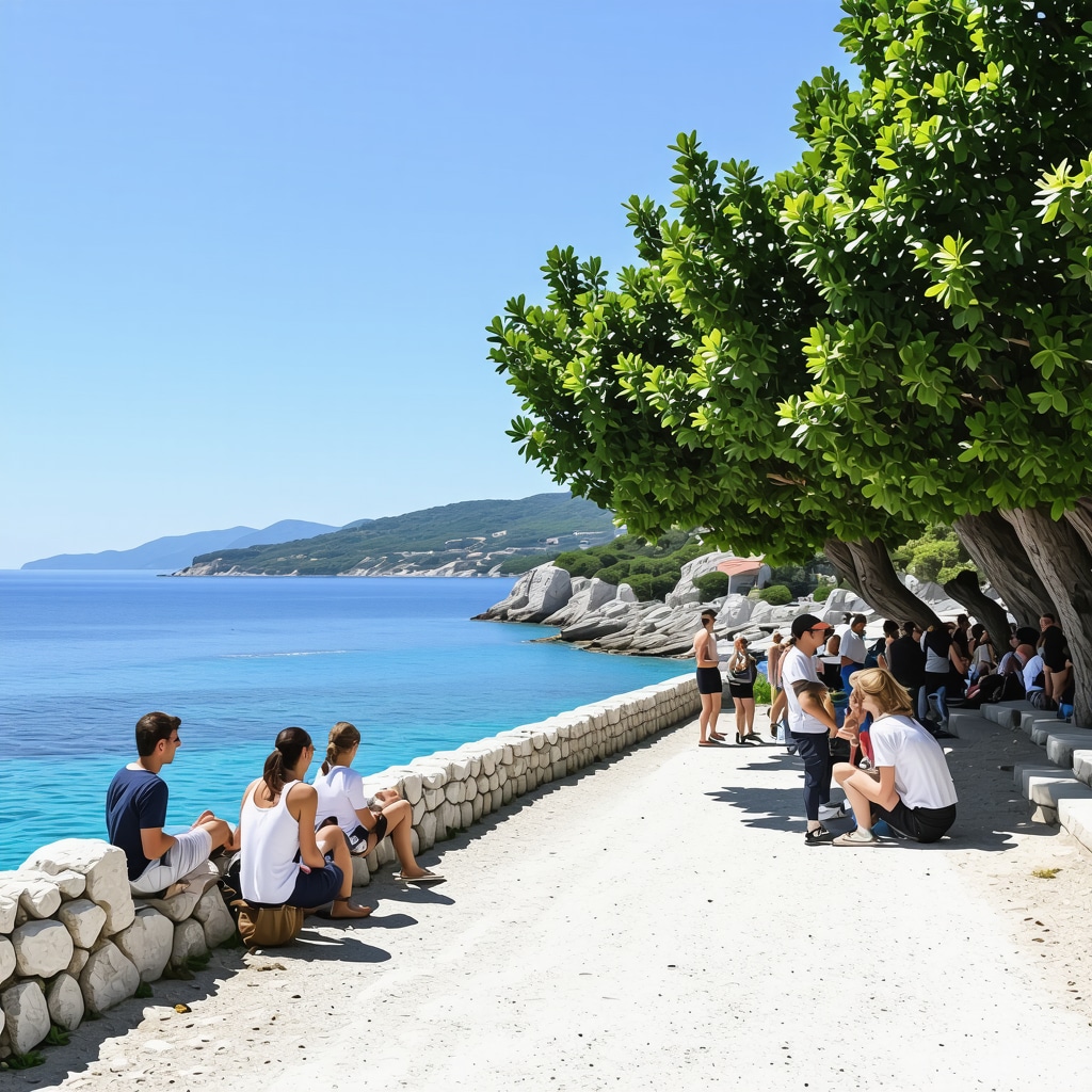 Panoramic view of Bar's coast with eco-tourism infrastructure and biodiversity field studies