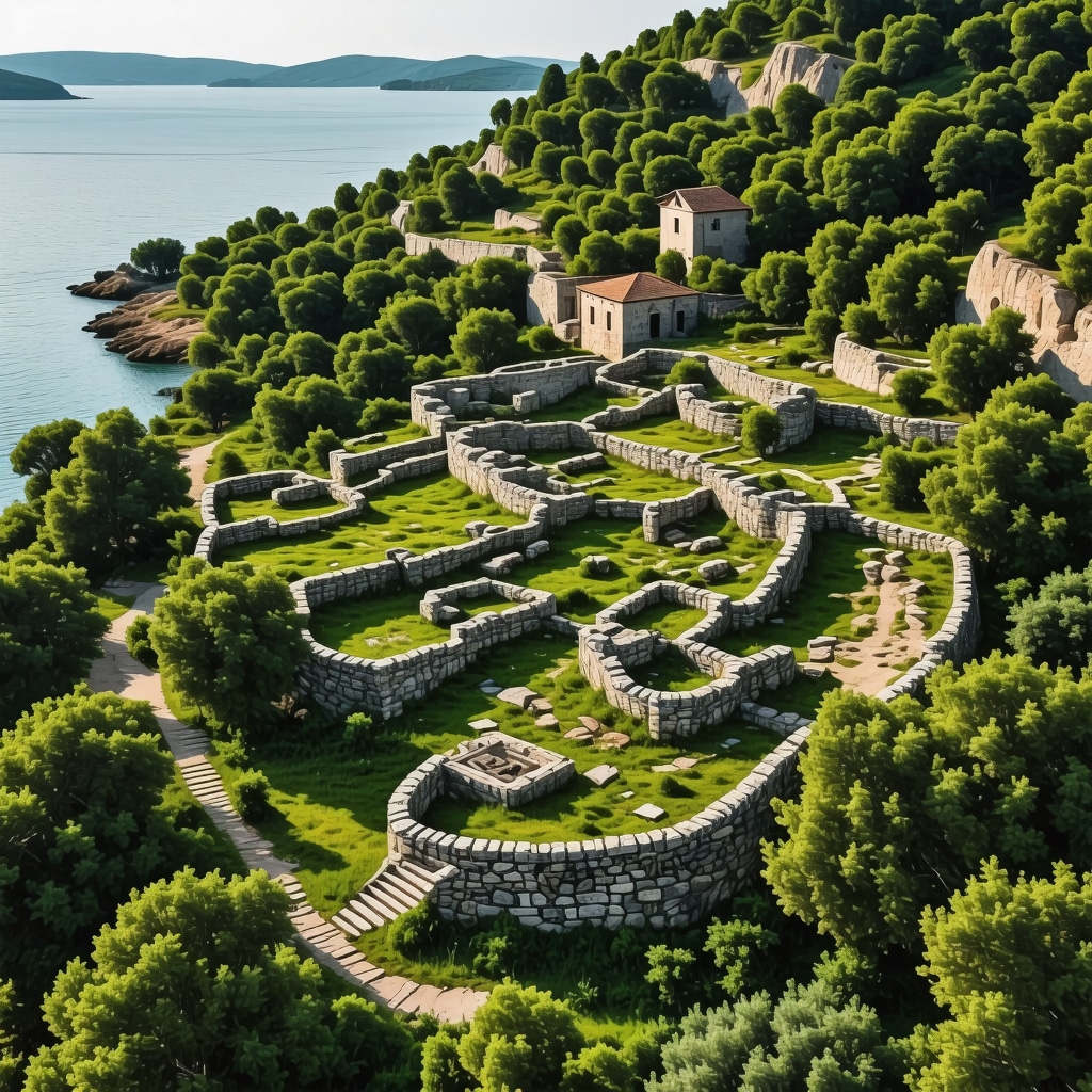 Aerial photograph of Sozopol highlighting archaeological ruins and green natural environment with eco-friendly tourism infrastructure