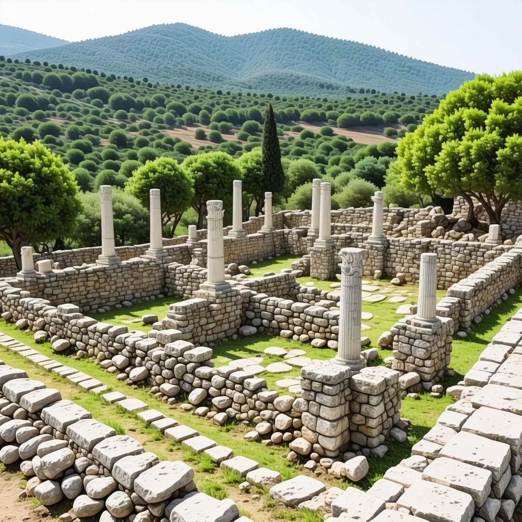 Visitors experiencing augmented reality guided tour at Efes Ancient City with digital reconstructions and natural surroundings