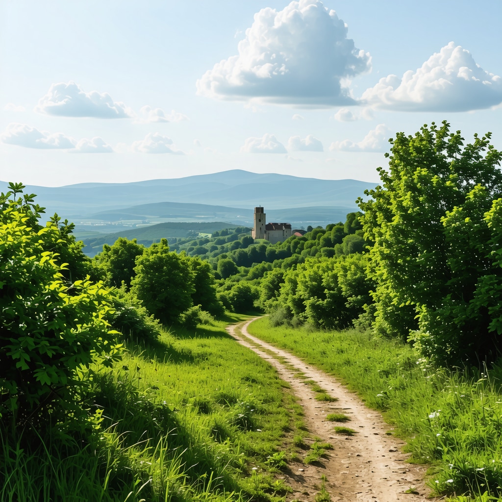 Panoramic view of Avala Mountain with hiking trails and historical monuments surrounded by lush green forests