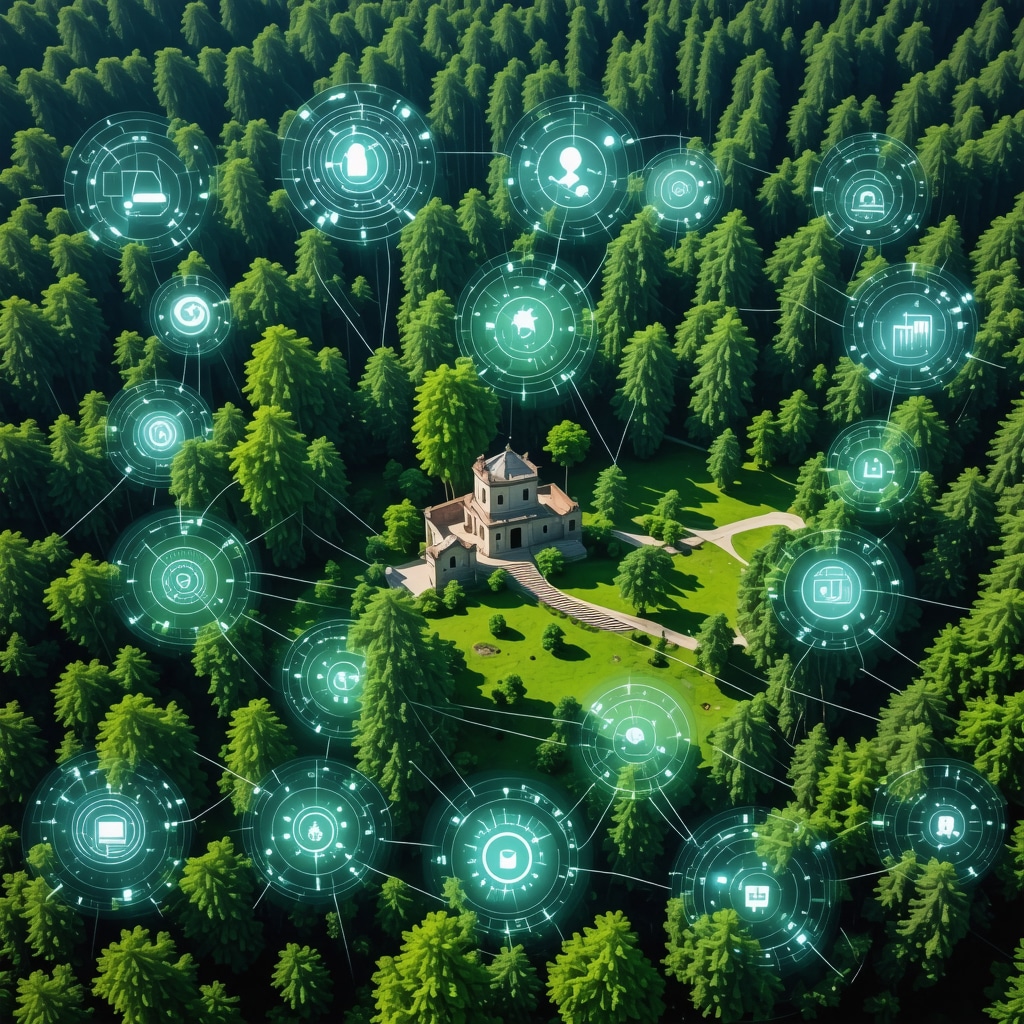 Aerial drone image showing Sokobanja's natural landscape and historical sites with digital AI data overlays