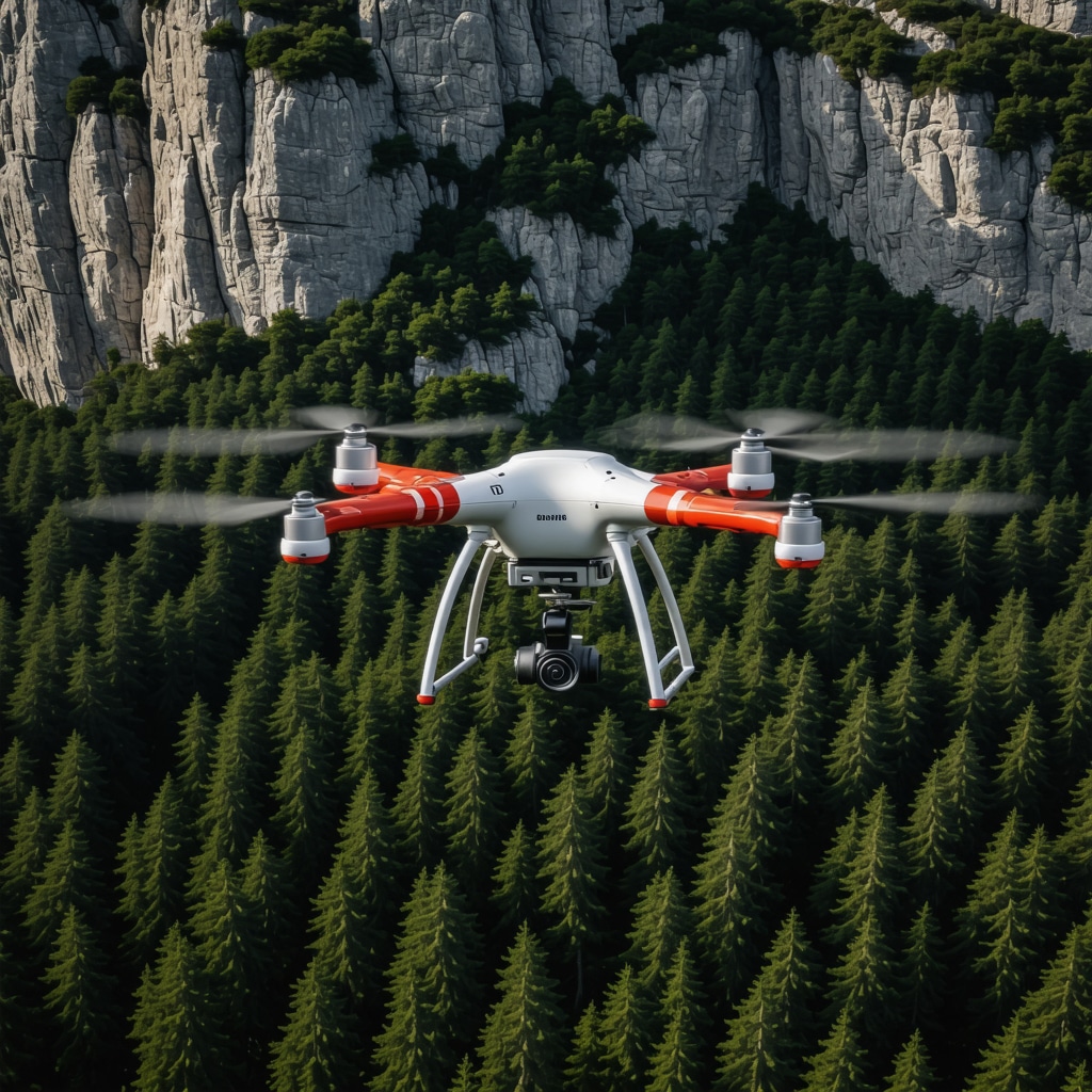 Drone equipped with 3D scanning technology flying over Bursa Uludağ National Park