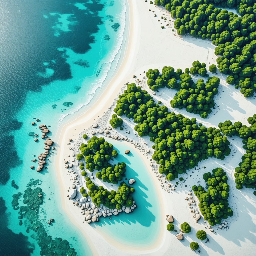 Halkidiki bölgesinde deniz, orman ve dijital ekoturizm teknolojilerini gösteren hava fotoğrafı