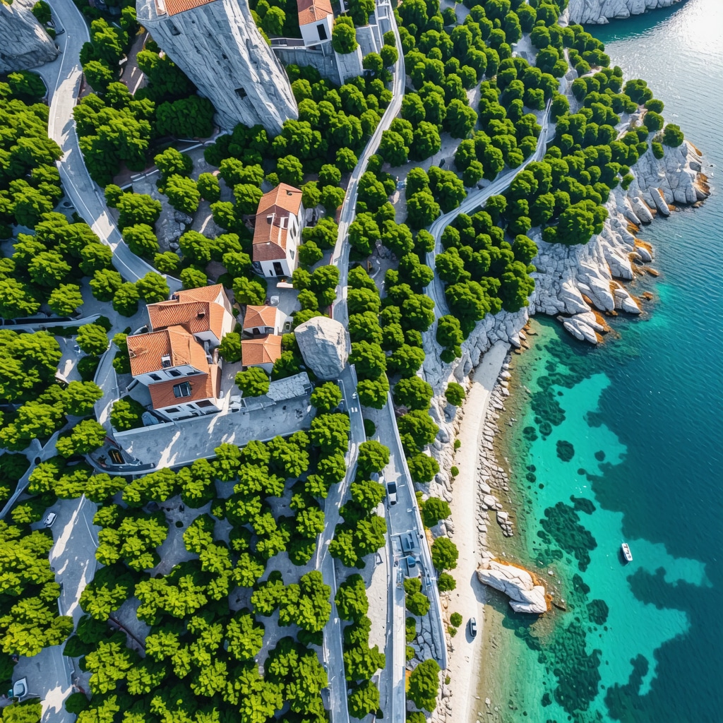 Aerial view of Hvar Island highlighting eco-tourism features and natural landscapes