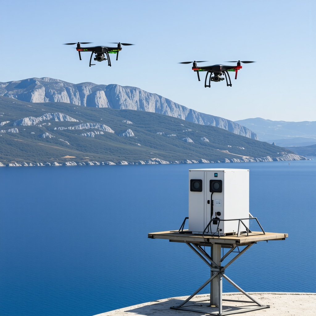 Panoramic Makarska Bay with drones and mountains representing sustainable tourism and safety