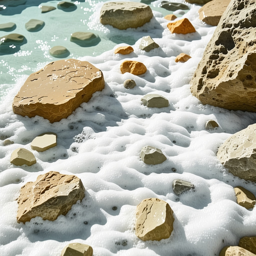 Close-up of mineral-rich thermal water molecules with spa environment in Sokobanja