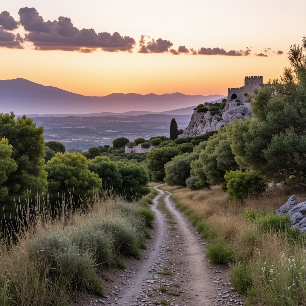 Rodos'ta Profitis Ilias Dağı orman yolları ve Monolithos Kalesi kalıntıları
