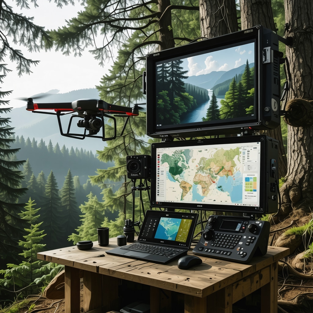 Drone and GIS technology monitoring natural habitats in Tutin's forests