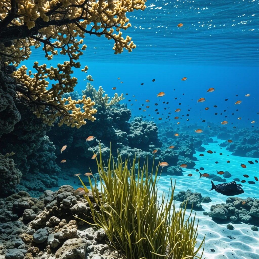 Brač Adası çevresinde berrak denizde çeşitli balık türleri ve deniz bitkileri