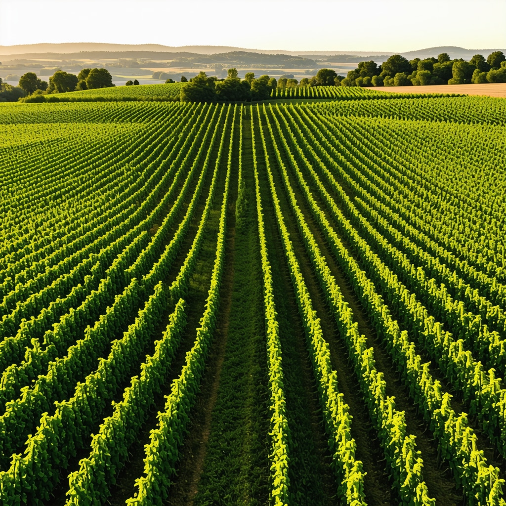 Aerial image showing sustainable farming in Tikveš vineyards with solar panels and natural surroundings at sunset