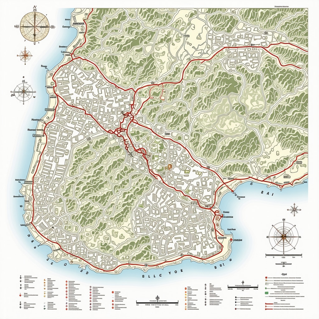 Map of Ulcinj showing historical and natural sites with sustainable tourism routes