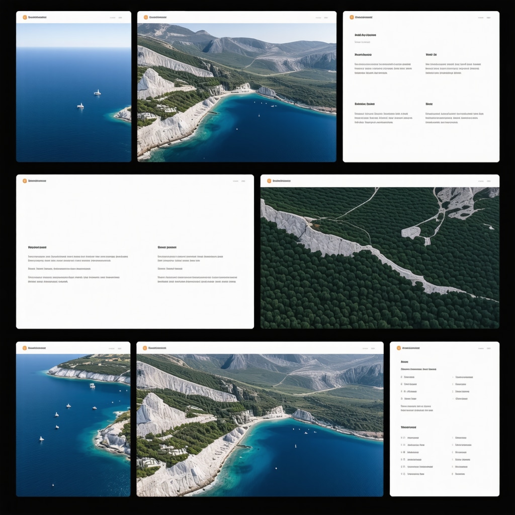 Illustration of Vis Island's sustainable tourism technology with sensors and natural environment