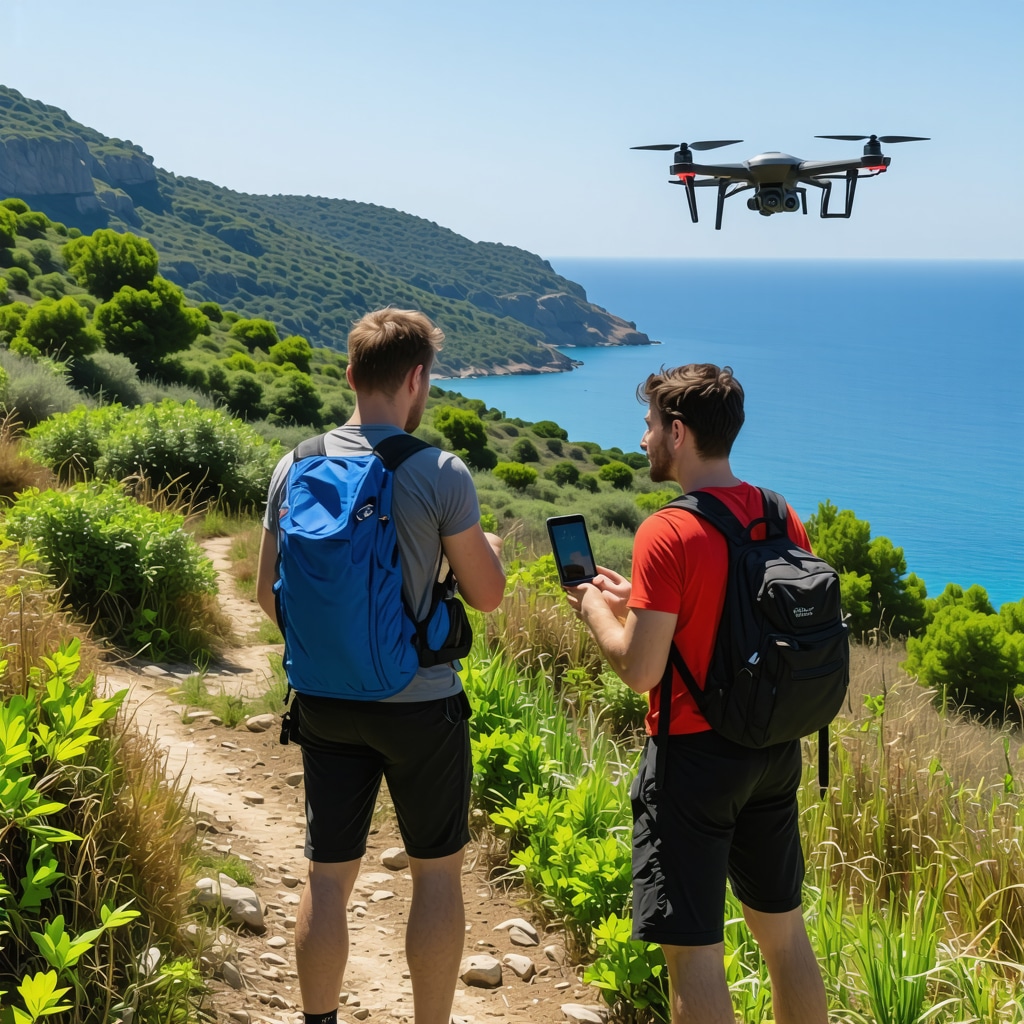 Doğa sporları yapan kişiler ve dronelar ile izlenen Xanthi doğal alanları