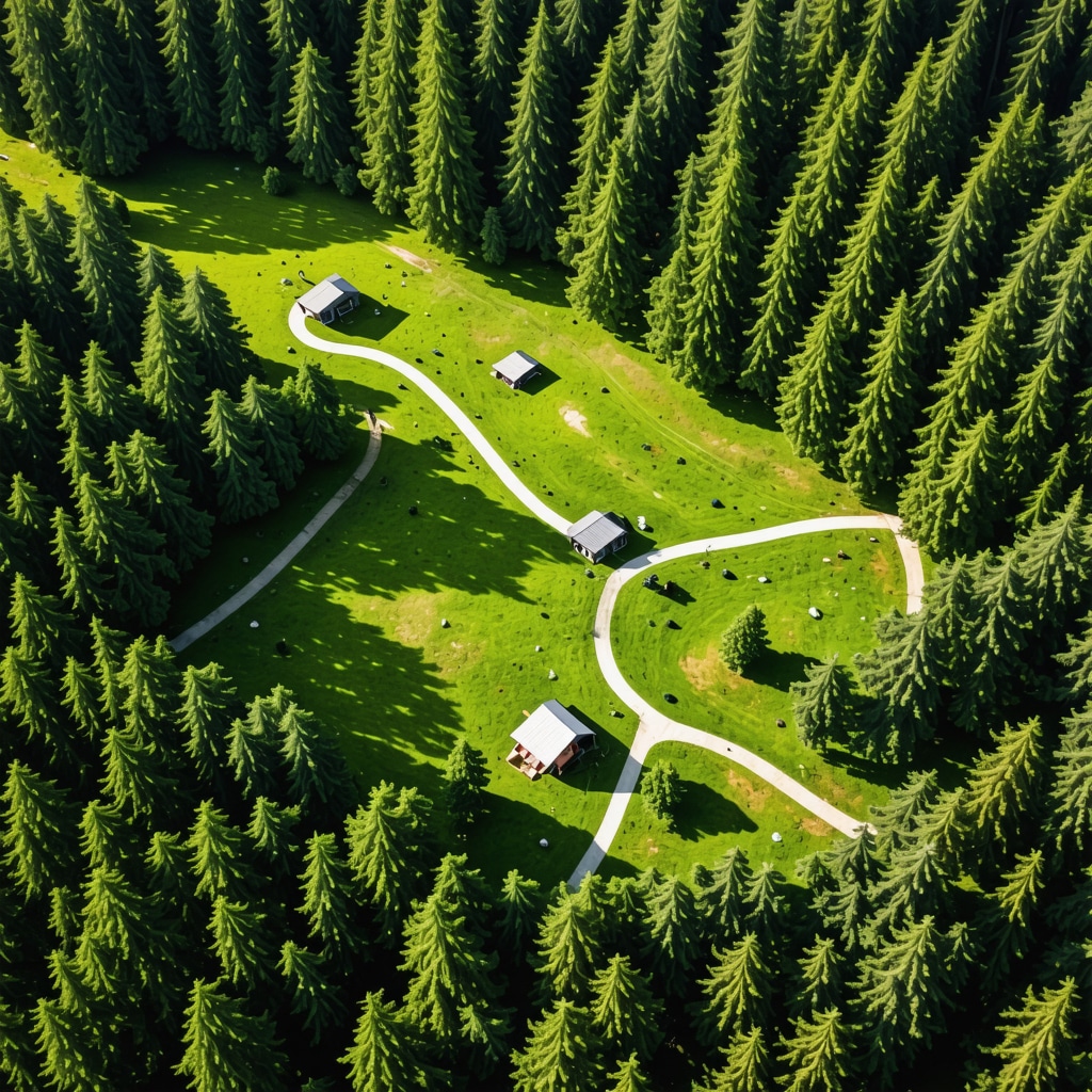 Aerial photograph of Aranđelovac nature parks featuring green forests, trails, and eco-friendly monitoring technology