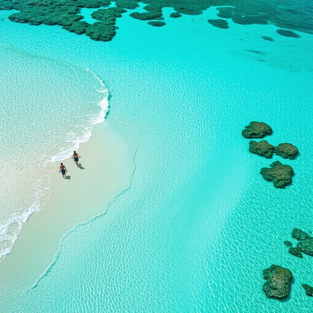 Aerial photo showing Konstansa's beaches, marine protected zones, and eco-tourism activities