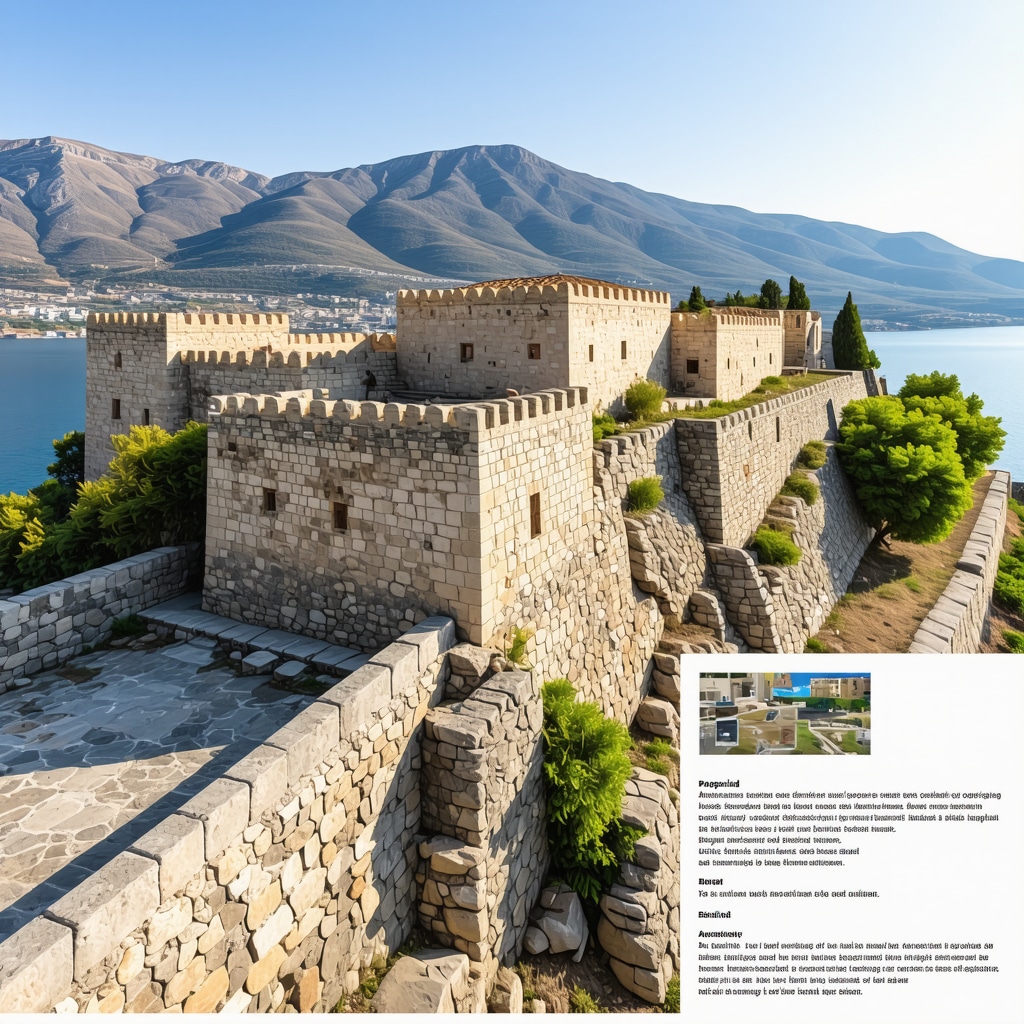 Panoramic view of Nafplio's Palamidi Castle with augmented reality interface showing historical and natural information
