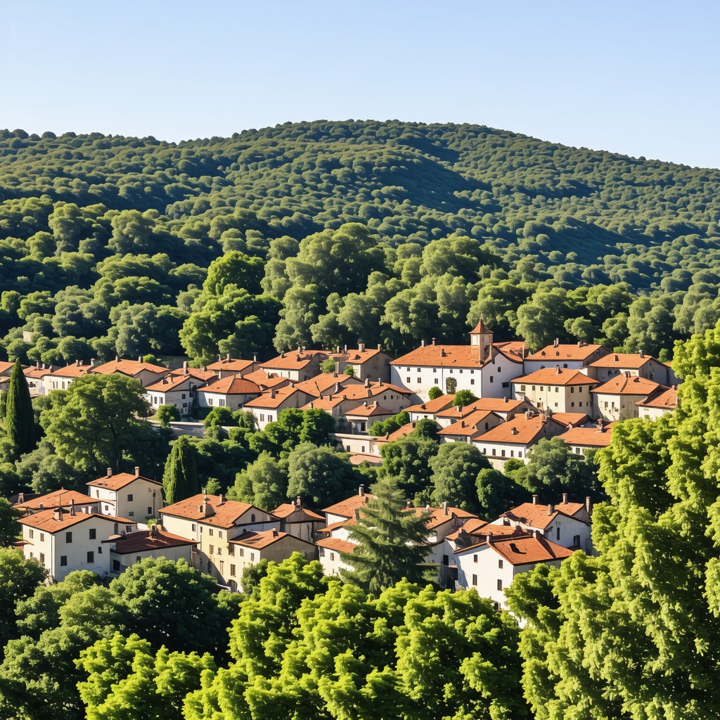 Panoramic view of Cetinje city showing historic architecture and surrounding green nature