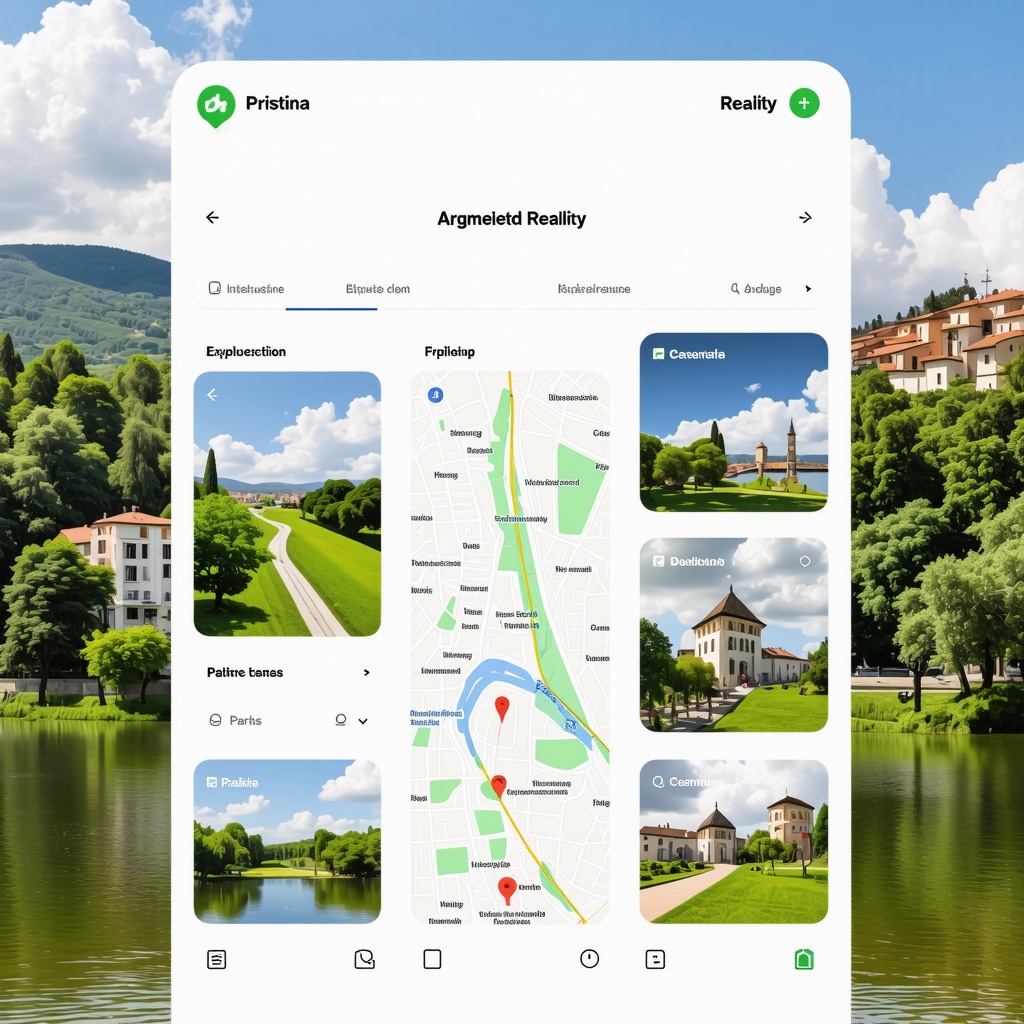 Mobile app showing interactive map and AR features for Pristina's nature and cultural tours