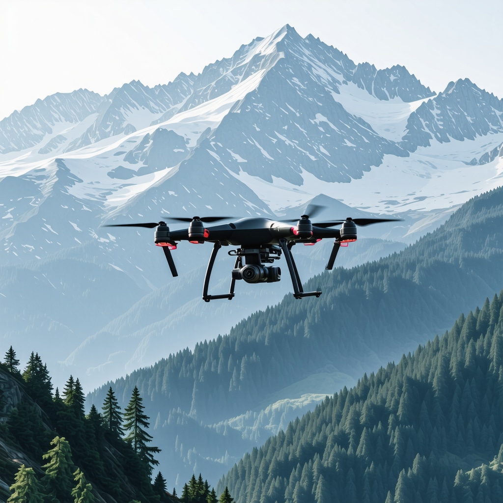 Drone flying over rugged Şeytan Şehri mountains showing GPS data overlay for extreme sports safety