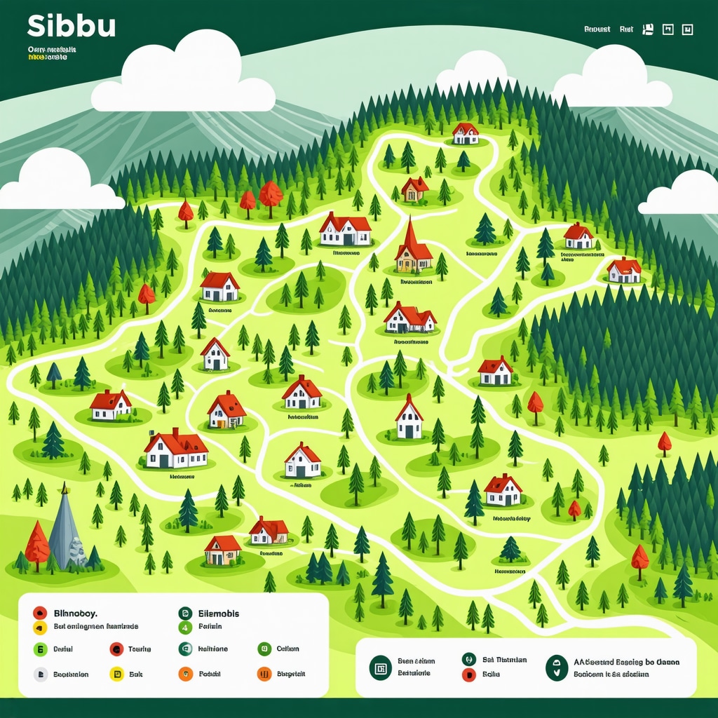 Digital map highlighting Sibiu's sustainable tourism paths combining nature and heritage sites