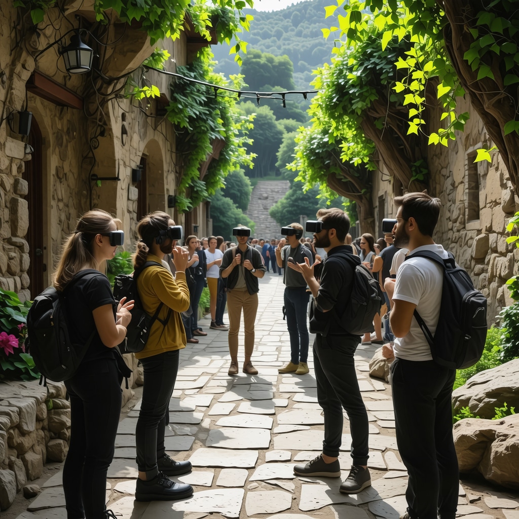 Experts using augmented reality and AI technology in Burgaz's natural and historical landscape