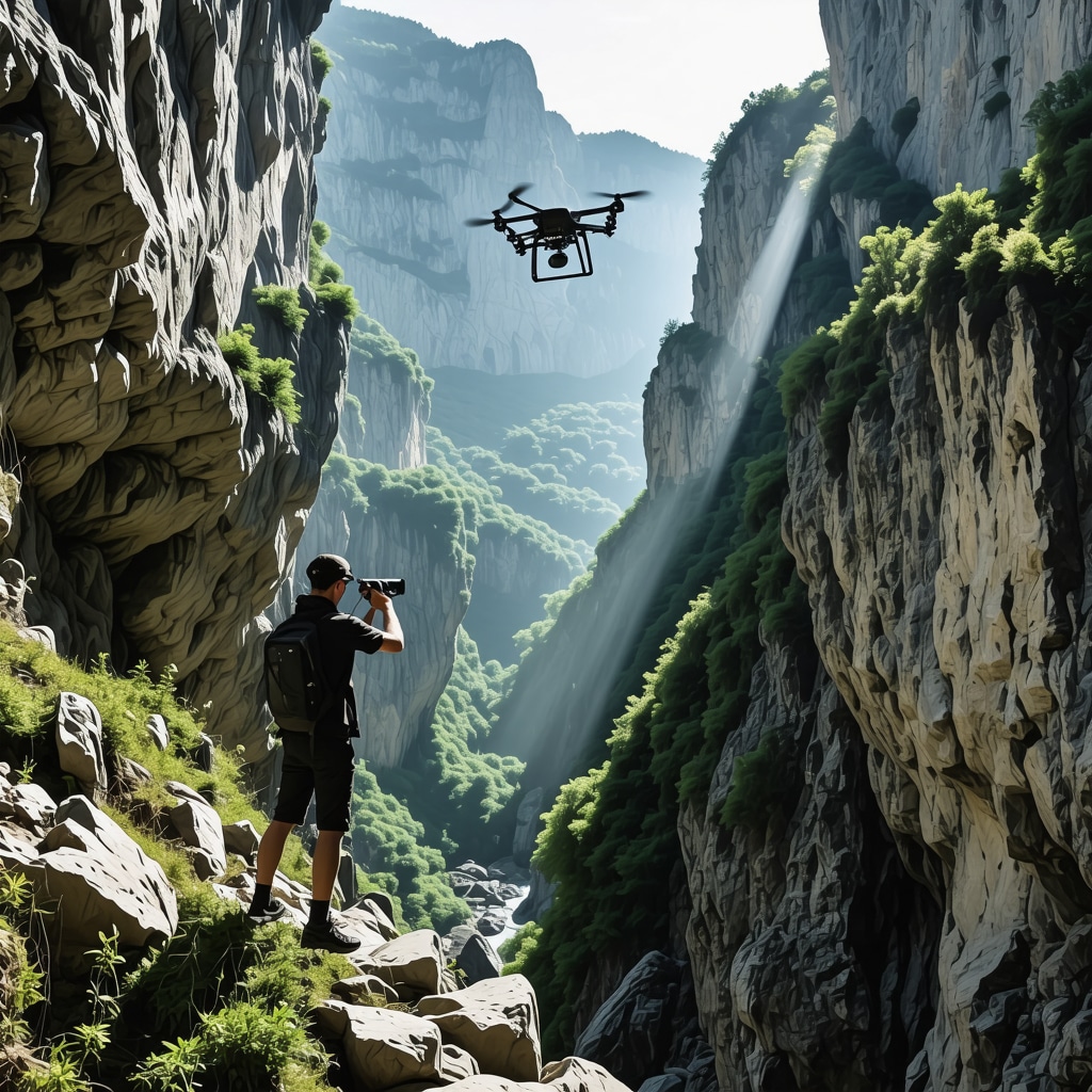 Profesyonel bir doğa fotoğrafçısı, Konjic kanyonlarında drone ile çekim yaparken