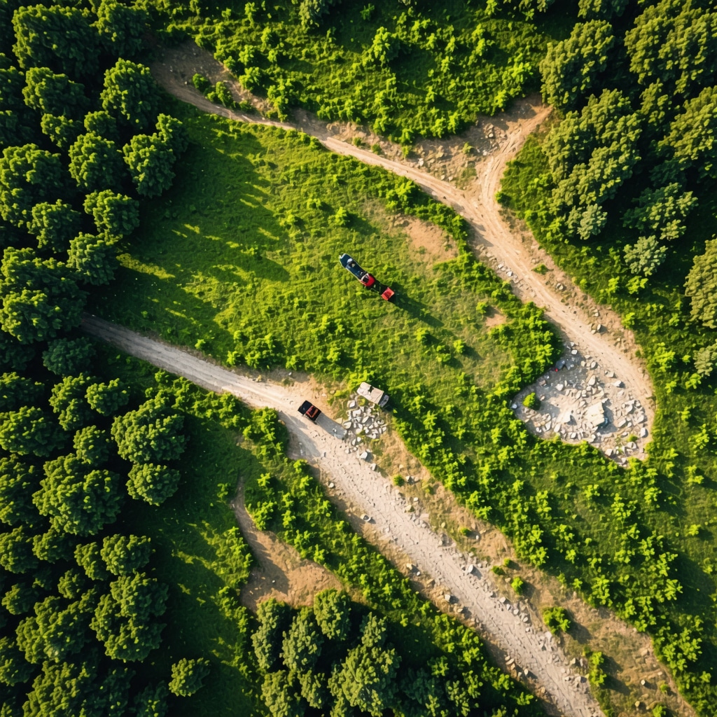 Aerial view of experts using drones and GIS equipment over Çanakkale battlefield and natural walking paths
