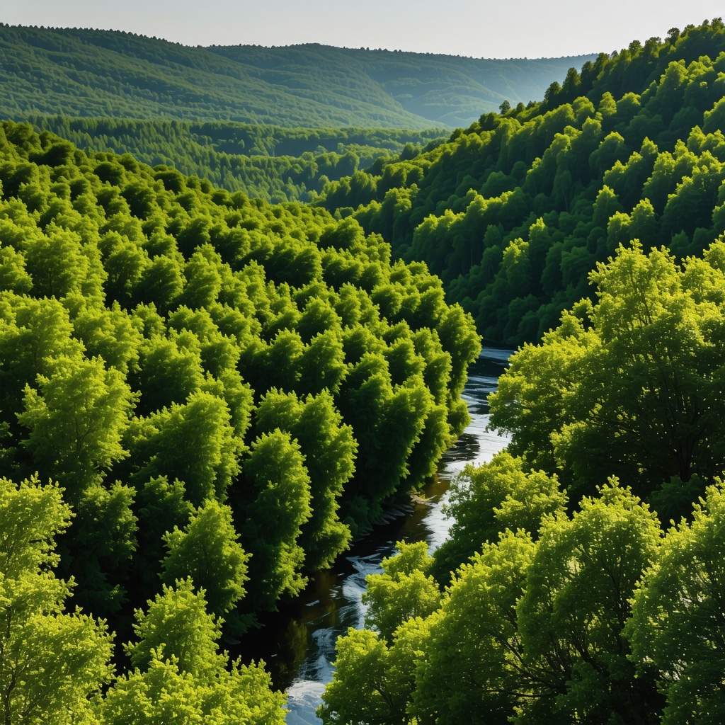 Panoramic landscape of Gölübac and Tuna River with expert hikers using advanced nature observation equipment