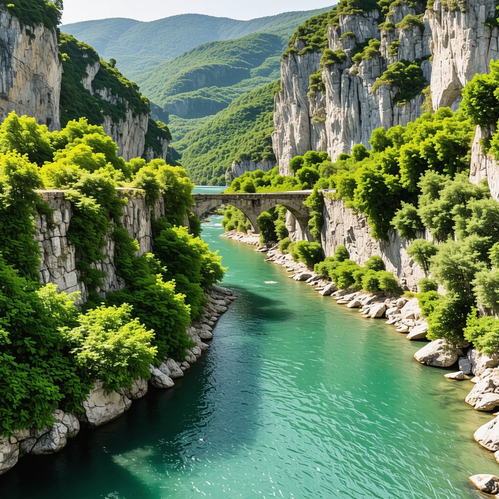 Konjic's hidden canyons with green forests and Ottoman stone bridges over the Neretva River