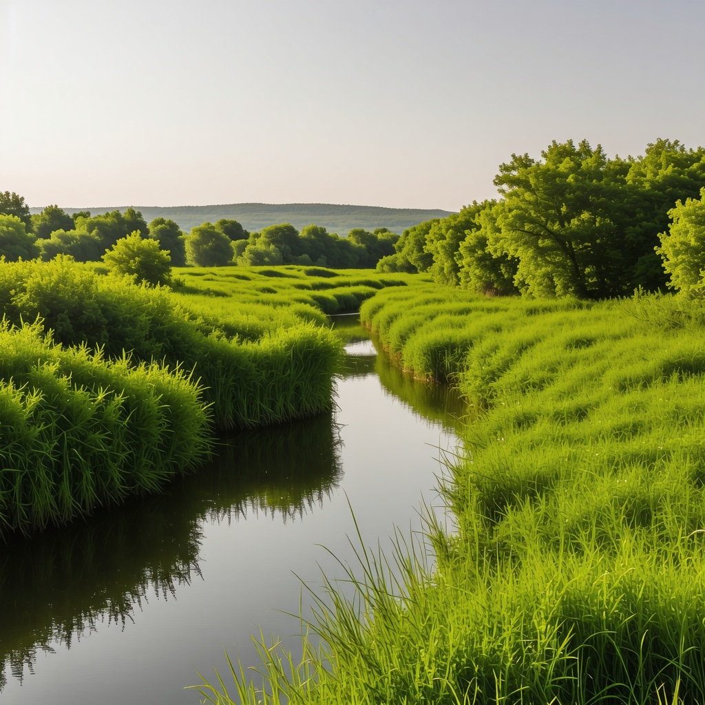 Dense greenery and water channels of Longoz Forests with diverse birds