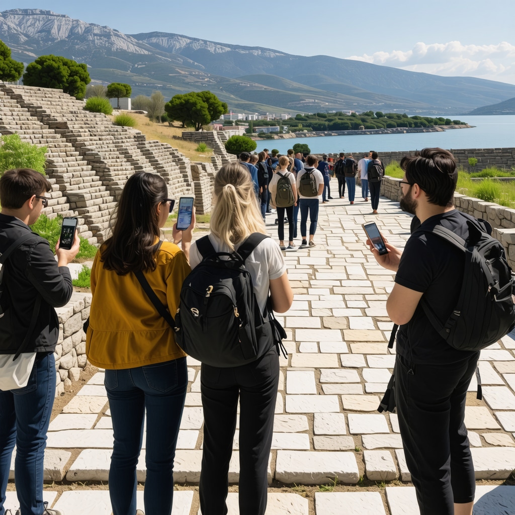 Patras panoramik görüntüsü, doğa sporları yapanlar, artırılmış gerçeklik uygulamaları ve yerel sanat enstalasyonları