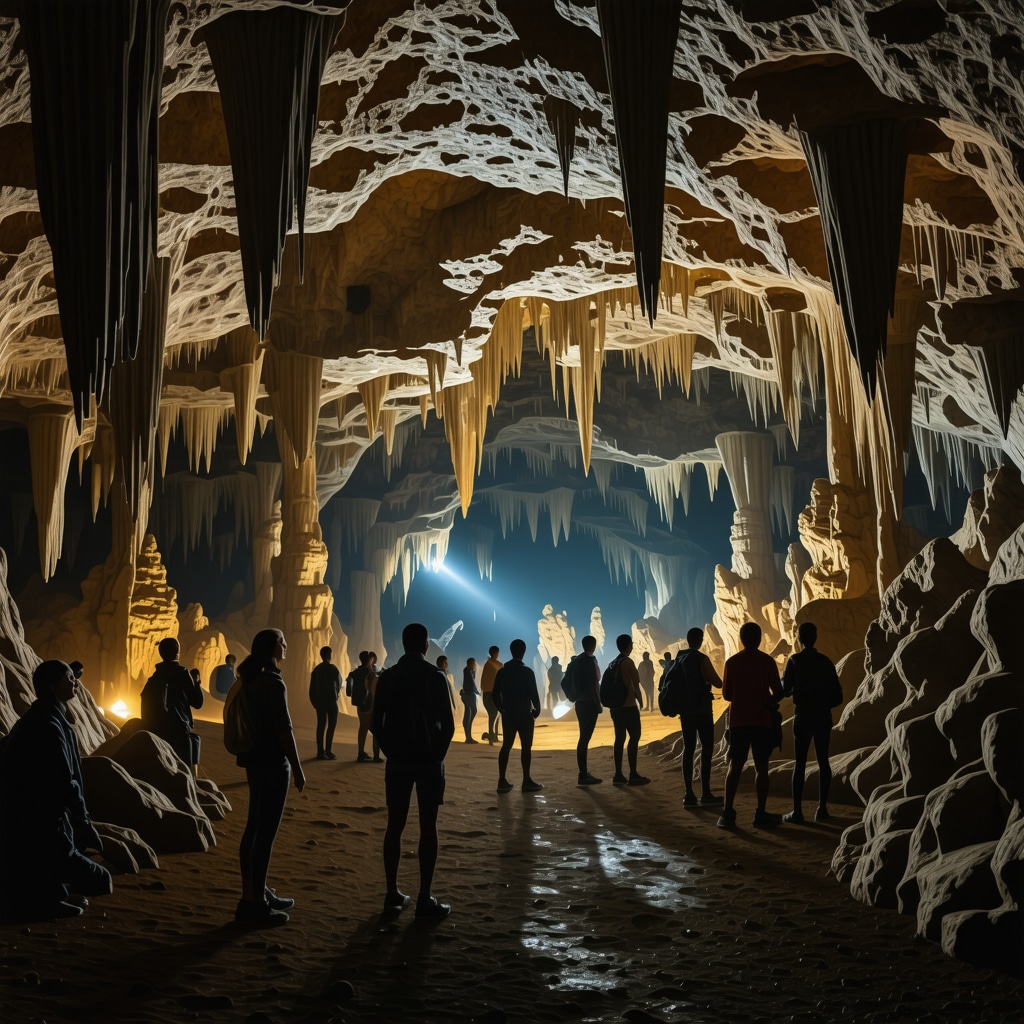 Interior of Škocjan Caves equipped with smart sensors and eco-friendly LED lighting showcasing sustainable tourism