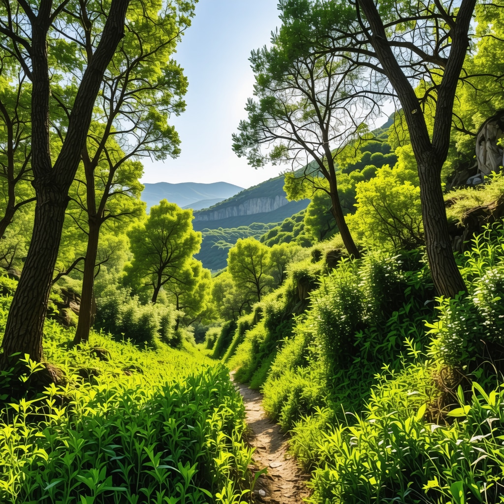 Panoramic view of Ulcinj's natural canyons and hiking trails in spring