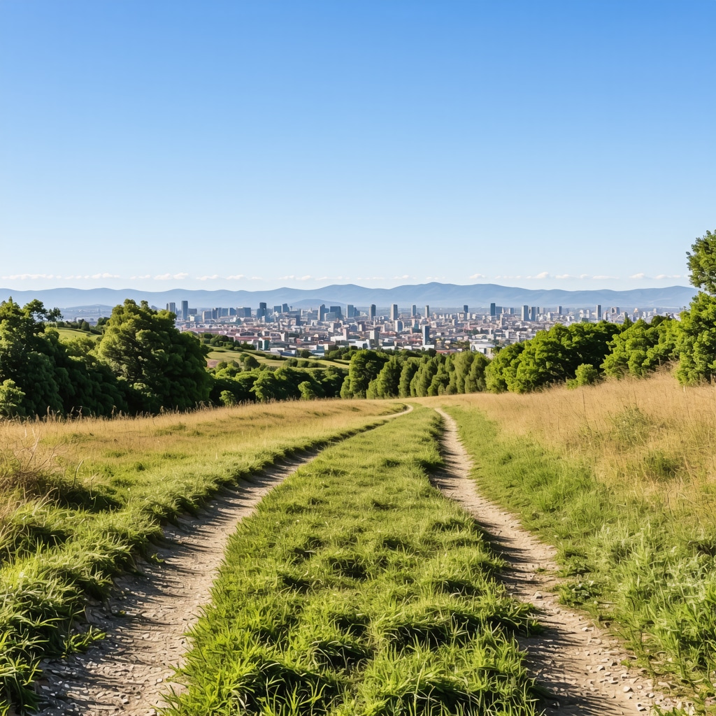 Panoramic view of Vitosha Mountain with hiking trails and Sofia city skyline