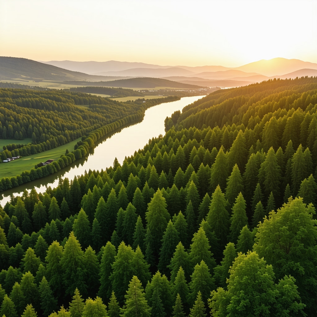 Aerial drone shot of Celje's natural parks and historic sites at sunset.
