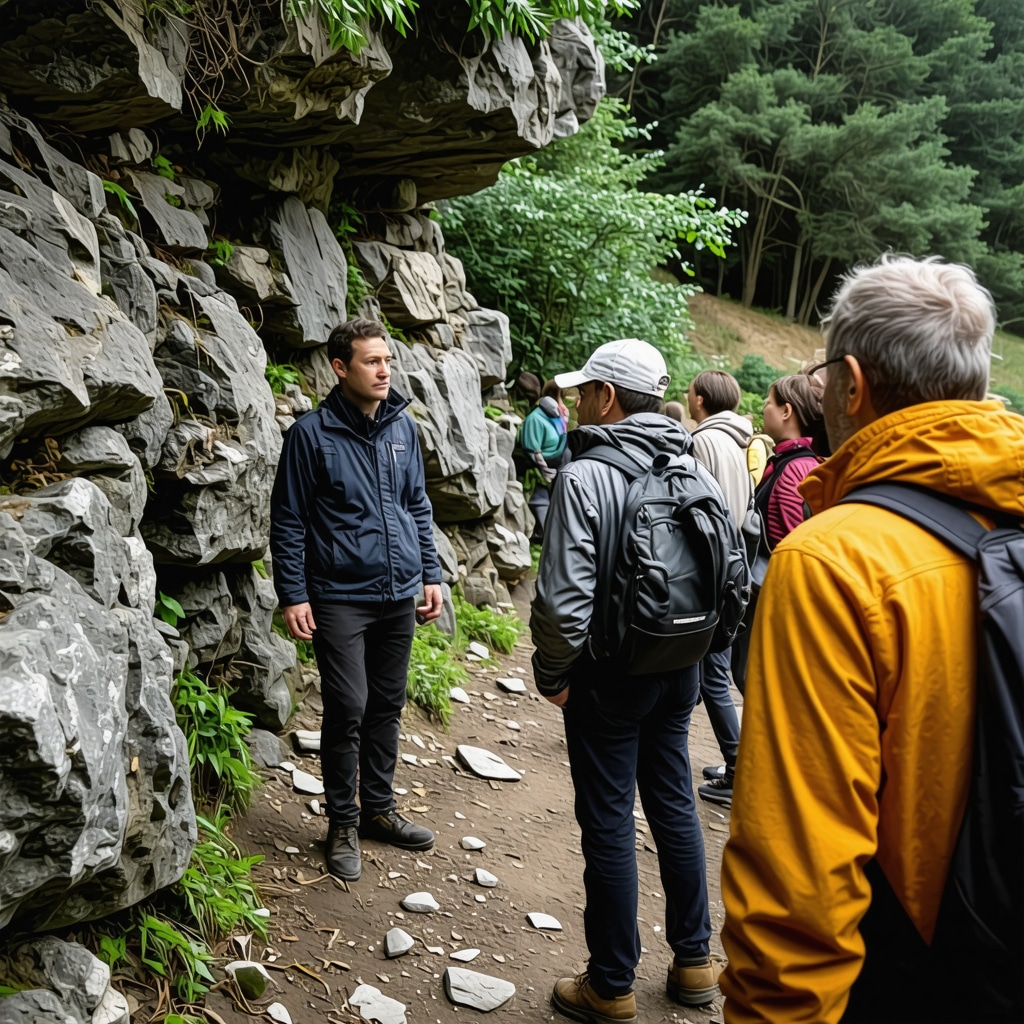Expert guiding tourists through pristine natural landscape in Gostivar.