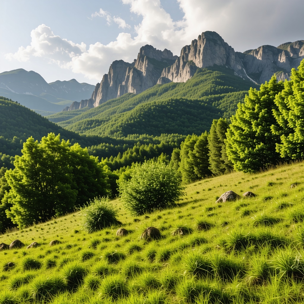 Scenic view of mountains and forests in Gjakova
