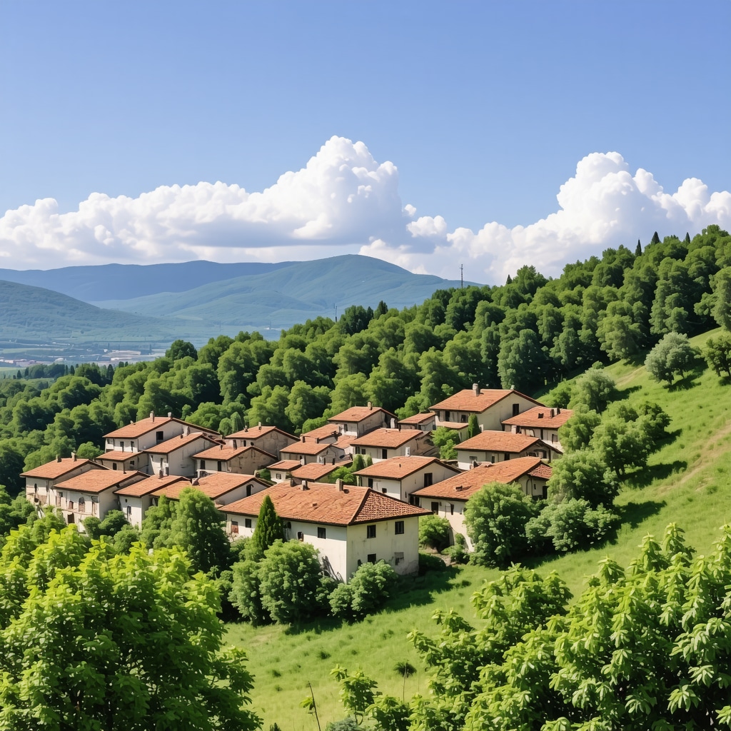 Traditional Balkan architecture in Krushevo with lush landscapes and community engagement.