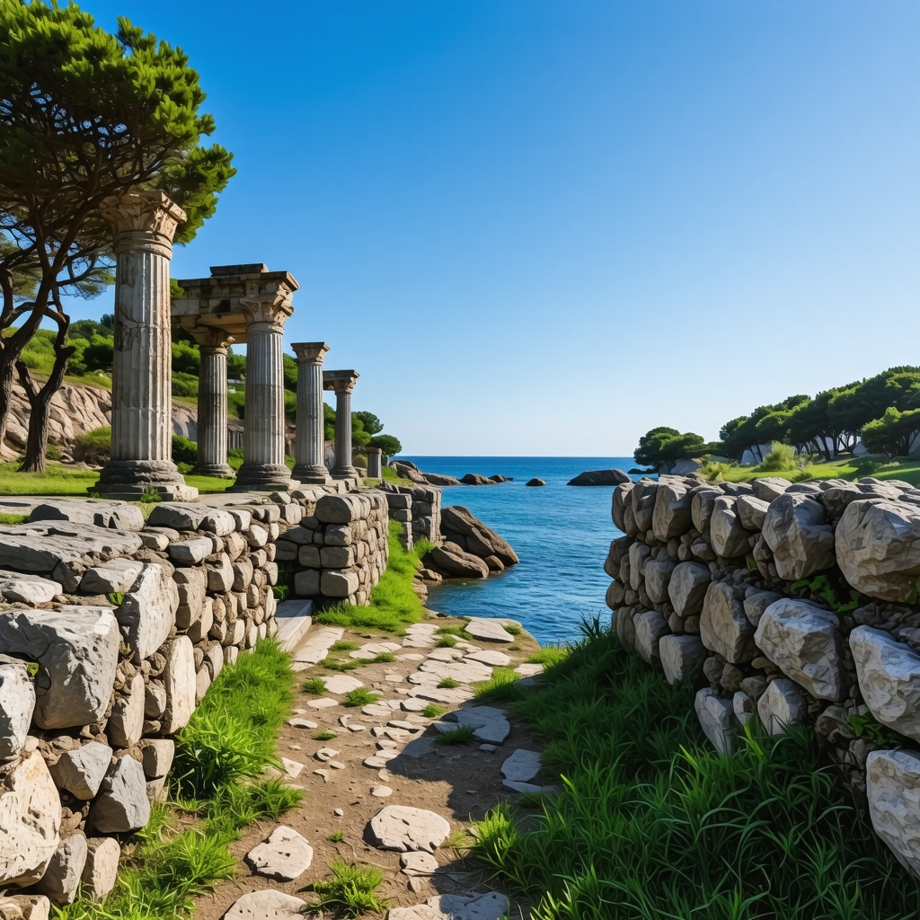Scenic view of Lovcen National Park with ancient ruins in the background