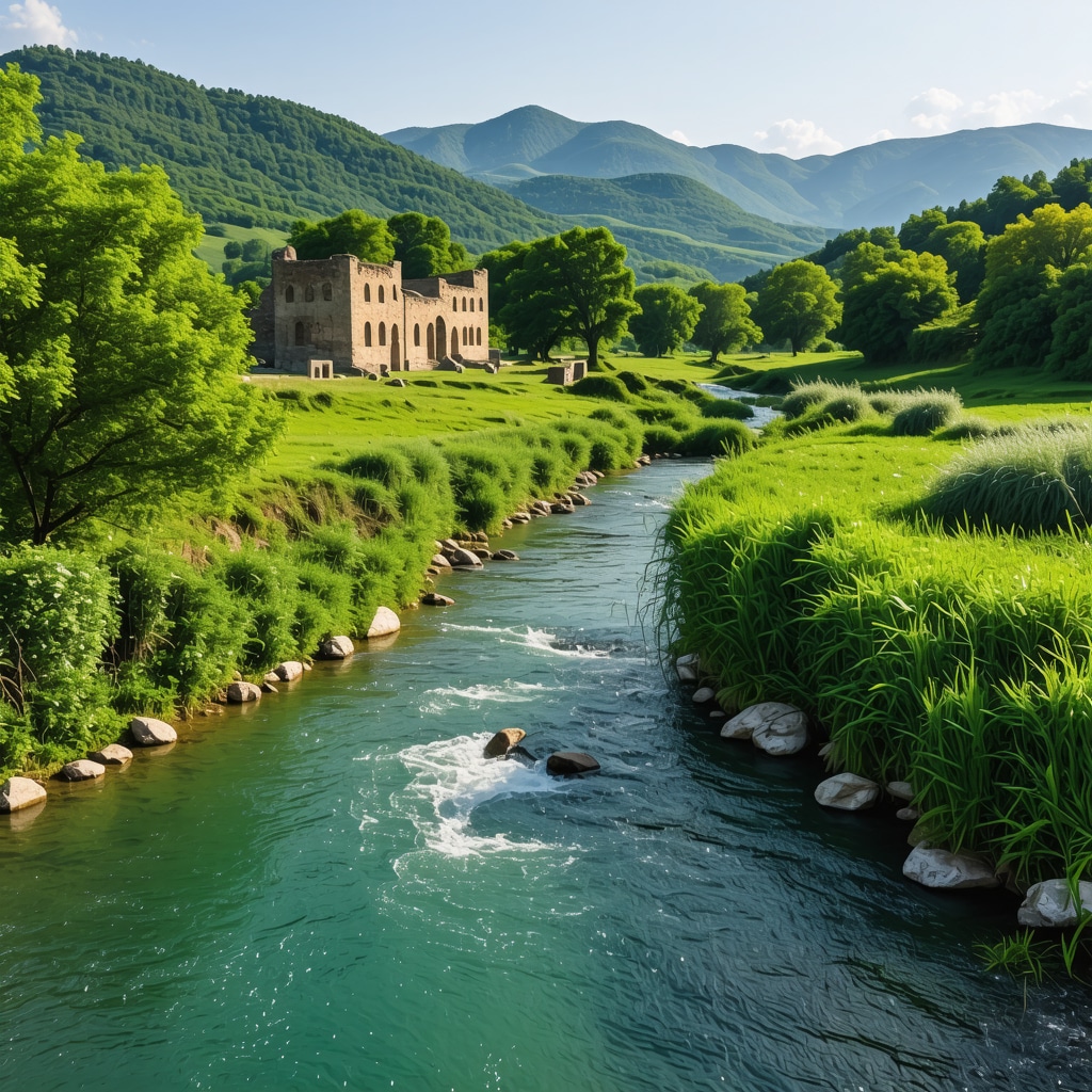 Neretva Nehri kıyısında yemyeşil doğa ve tarihi kalıntılar