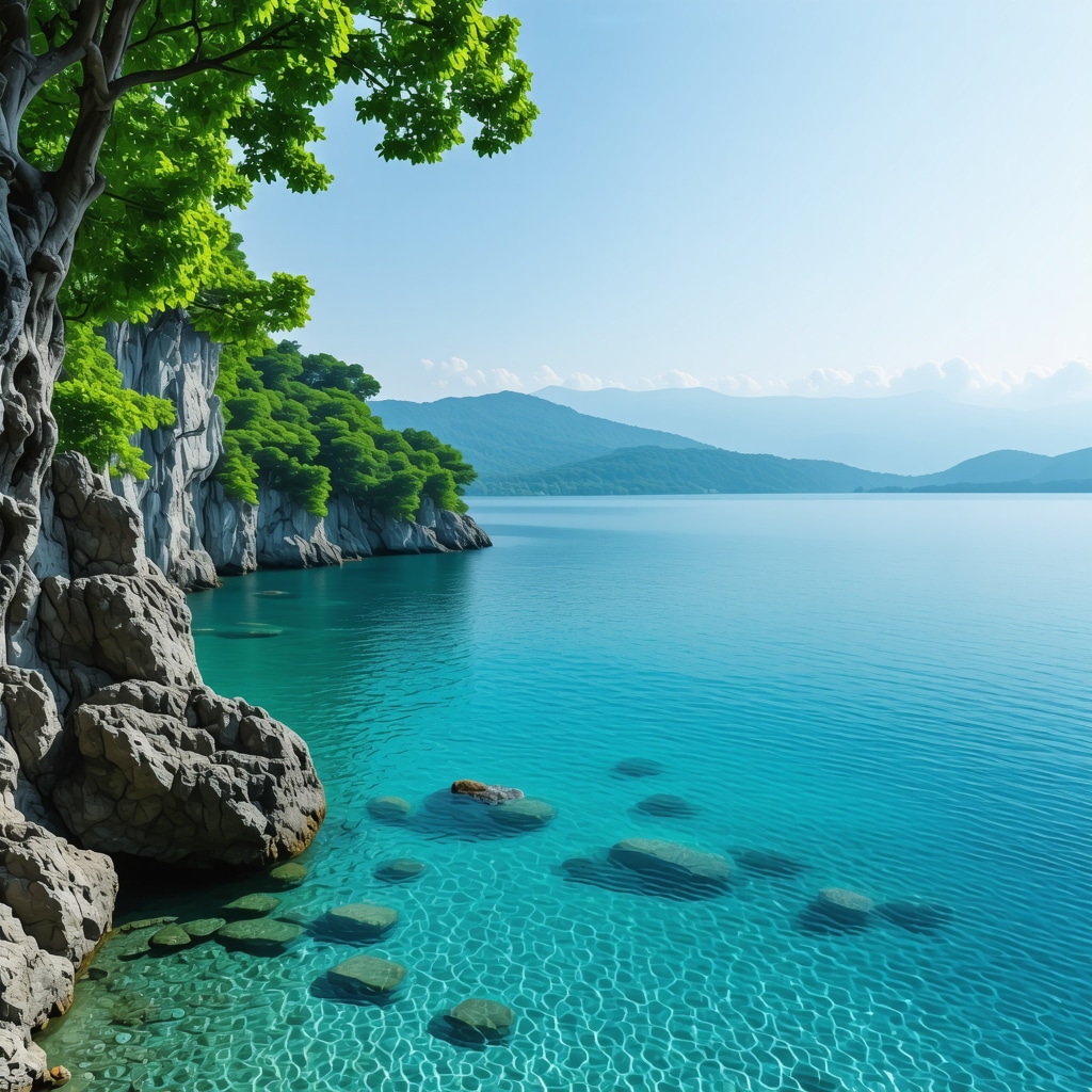 Göz alıcı berrak mavi koy ve çevresindeki yeşil doğa, huzur veren manzara