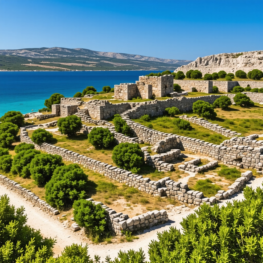 Rodos Adası'nın doğal güzellikleri ve tarihi kalıntılarını gösteren panoramik manzara