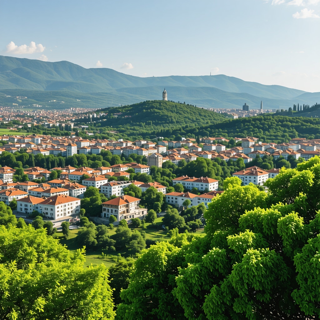 Beautiful view of Sarajevo's natural scenery with historical landmarks and lush greenery.