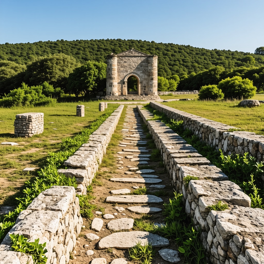Beautiful scenic view of Nin with historical ruins and lush nature