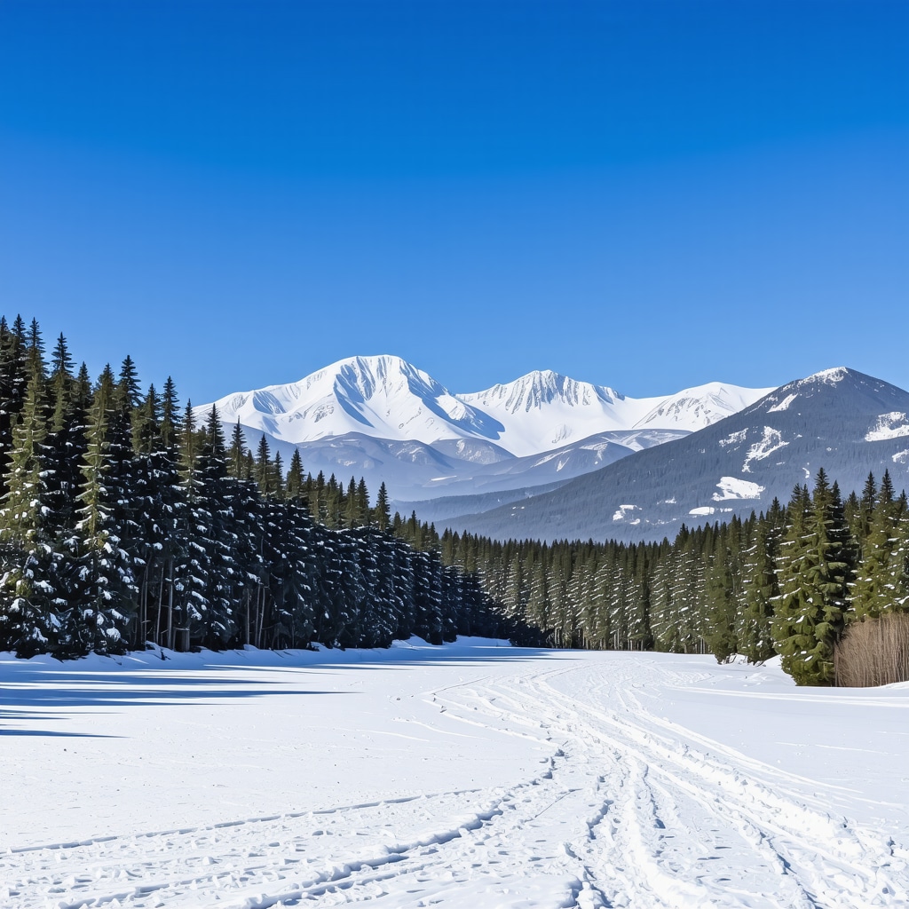Winter landscape with snow-covered mountains and forest in Brezovica