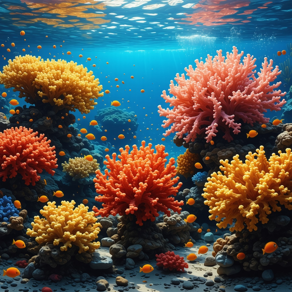 Vibrant coral reefs and marine life underwater