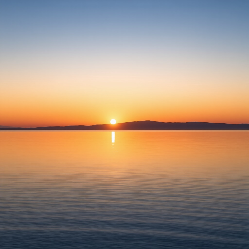 Beautiful sunset over the Croatian coastline with colorful sky and calm sea