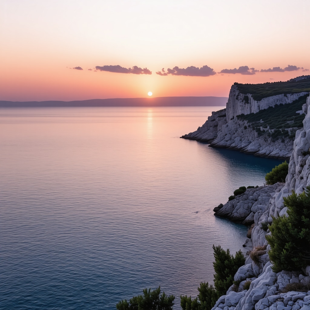 Sunset illuminating hidden coves in Trogir with vibrant colors reflecting on calm waters